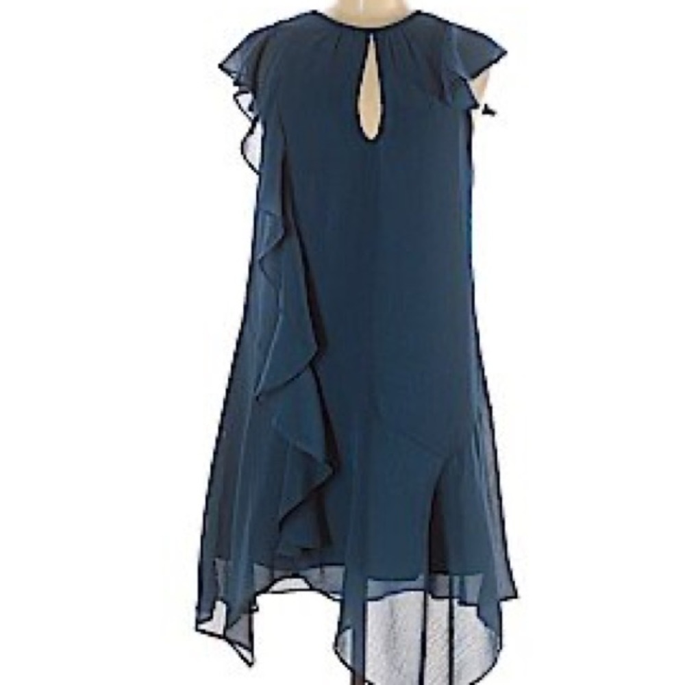 Parker Blue Asymmetrical Ruffle Mini Dress - Picture 2 of 12